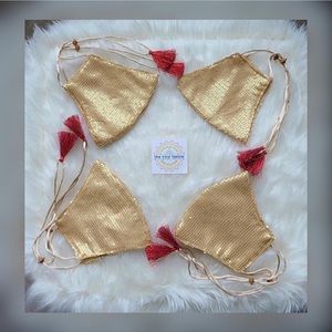 SEQUIN MASK w/ Adjustable Sliding Bead & Tassels